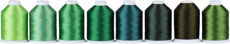 simthread Green Embroidery Thread – 8 Shades Compatible with Madeira Colors, 550 Yards Each, 40WT Polyester, for Brother, Babylock, Janome, Singer & Other Machines - Image 2